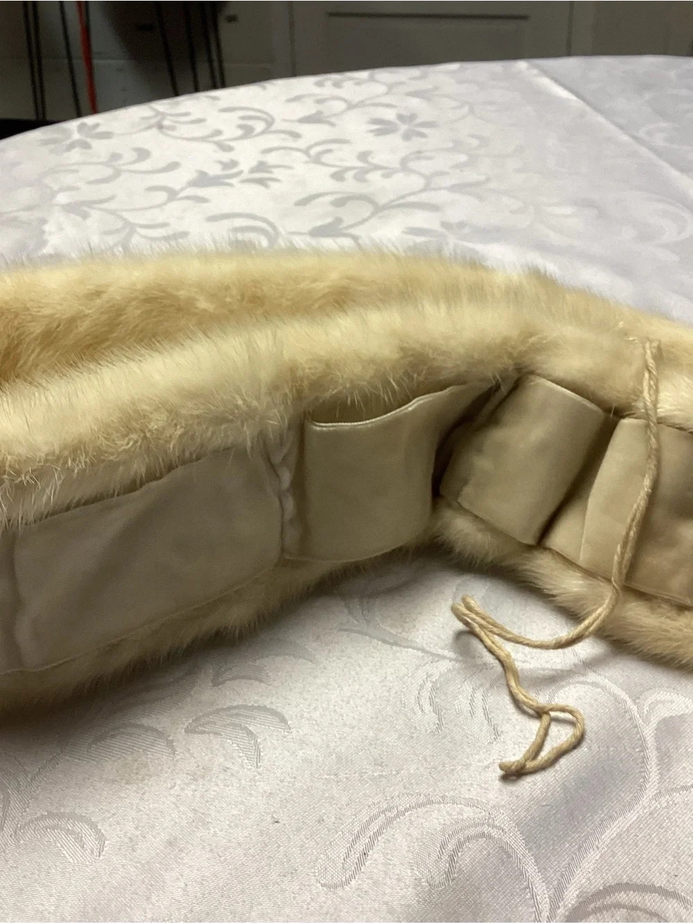 Cream REAL Fur ScarfCOLLAR wrap.